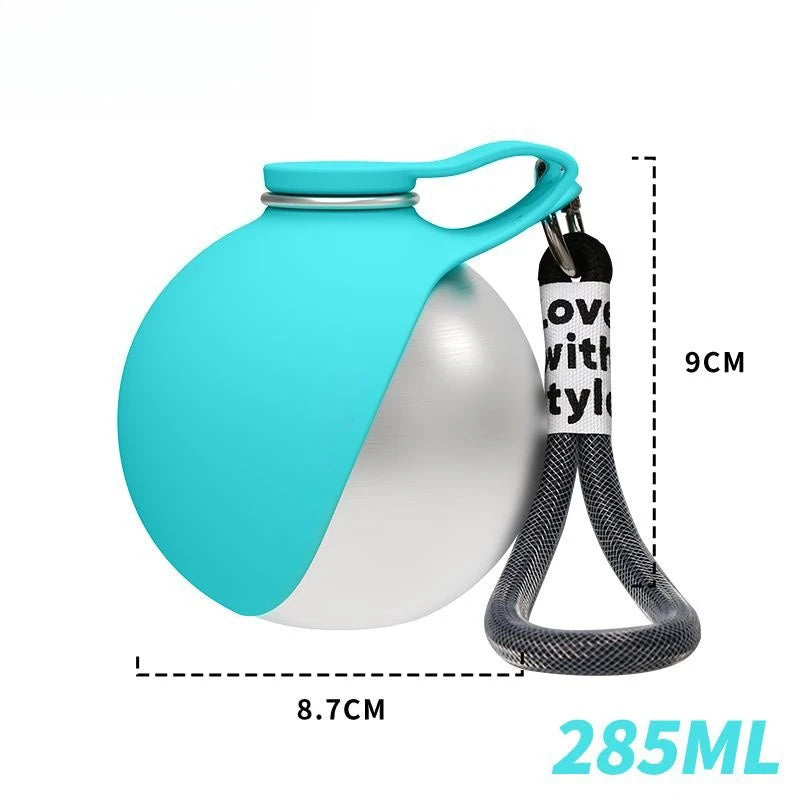 Gourde portable en inox pour chien avec bol en silicone